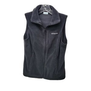Columbia Vest Womens Small Charcoal Gray Full Zip Outdoor Fleece Sleeveless